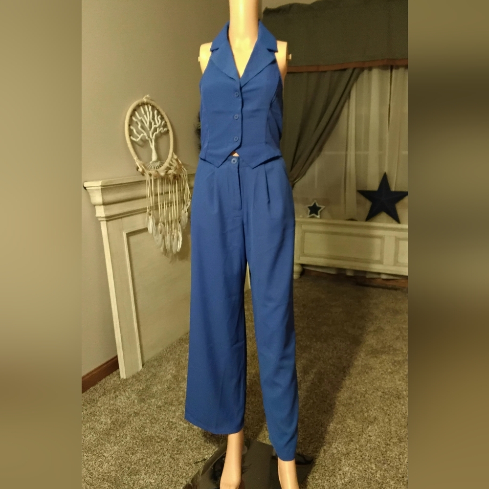 SHEIN Royal Blue Sleeveless Pantsuit